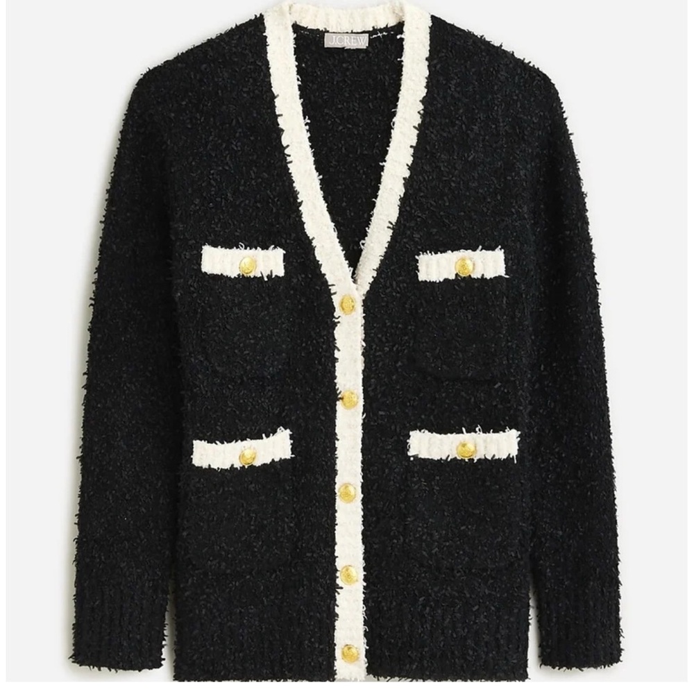 J. Crew Longer sweater lady jacket in textured contrast 
Size: 2X
